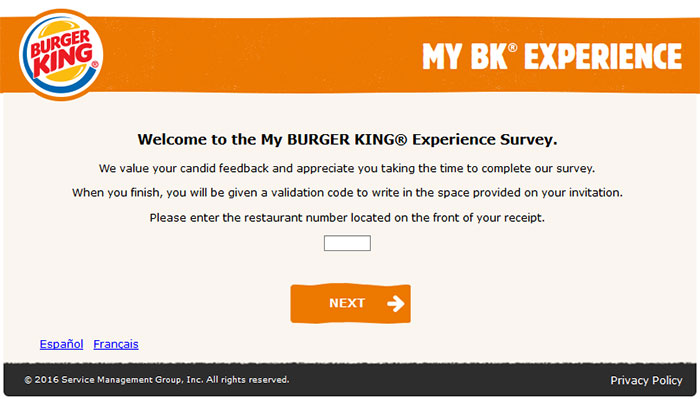 www.Mybkexperience.com My BURGER KING