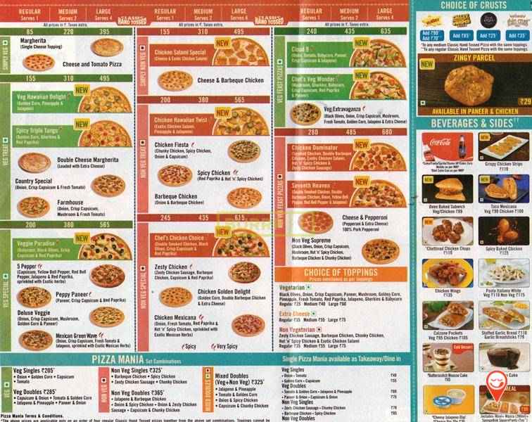 Dominos Pizza Menu With Prices