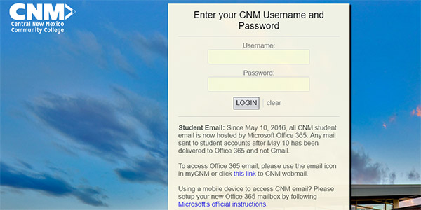 My CNM Login Account