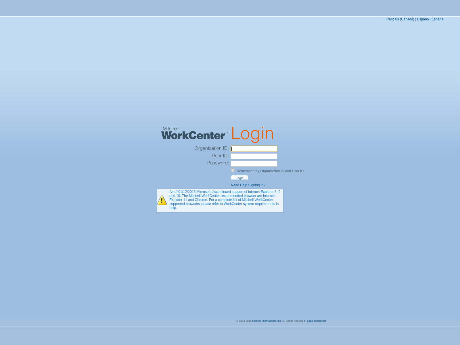 MyMitchell WorkCenter Login